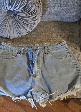 SHEIN Light Blue Distressed Jean Shorts